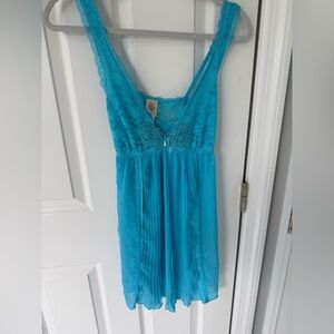 In bloom medium turquoise blue lace night gown